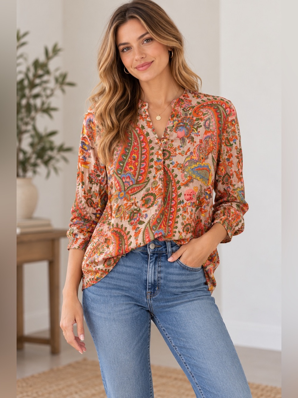 Dolma Paisley Print Cotton Blouse